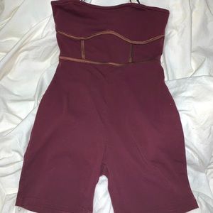 Strapless Eggplant one piece with detail